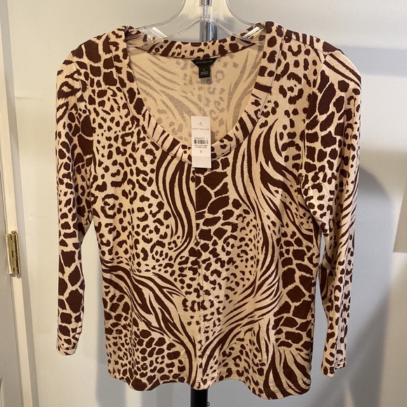 NWT Ann Taylor Mixed Animal Print Scoop Neck Top sz Small - Picture 4 of 6